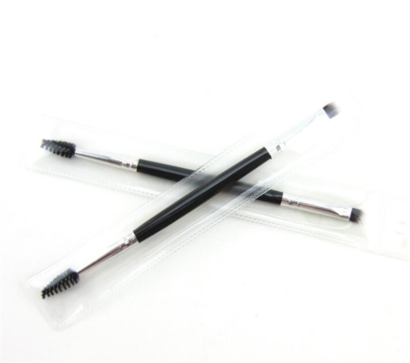 New Health 2in1 Bevel Eyebrow Brush Makeup Double-headed Inclined Eyebrow Brush Eyelashes Curler Volume Tool pincel maquiagem professional KD1