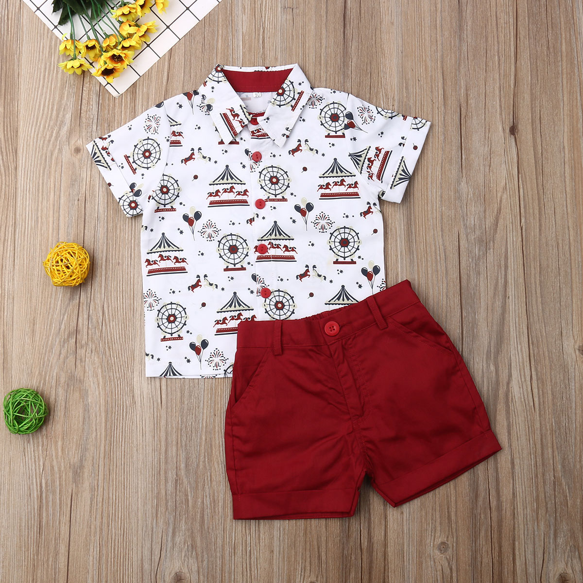 Toddler Baby Boy Clothes Merry-go-round Print Shirt Tops Short Pants 2Pcs Outfits Formal Gentleman Suit Clothes, Red
Toddler Baby Boy Clothes Merry-go-round Print Shirt Tops Short Pants 2Pcs Outfits Formal Gentleman Suit Clothes, Red
