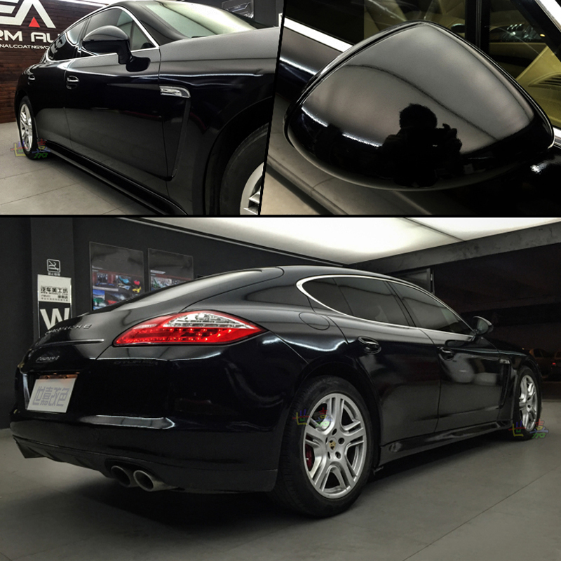 3 Layers Glossy Black Vinyl Wrap Car Wrap Air Bubble Shiny Black Vinyl Piano Black Gloss Car Wrap Foil 1.52x20m/Roll 5x65ft