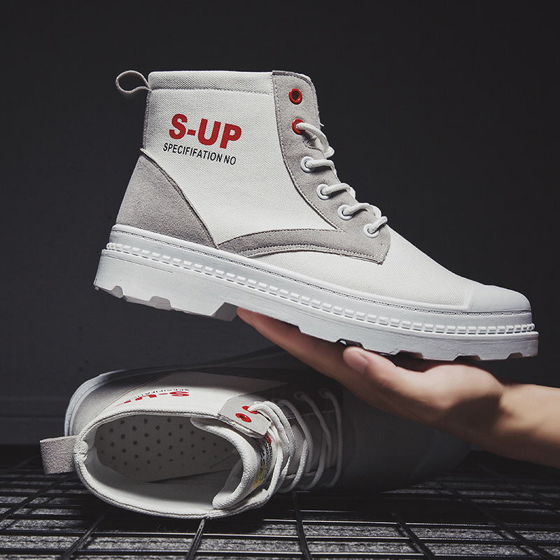 Pop new men's boots in autumn and winter 2019 Vintage high top canvas Martin fashion trend Boots Men's wolf