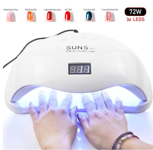 72W SUN5 Pro UV Lamp LED Nail Lamp Nail Dryer For All Gels Polish Sun Light Infrared Sensing 10/30/60s Timer Smart, White
72W SUN5 Pro UV Lamp LED Nail Lamp Nail Dryer For All Gels Polish Sun Light Infrared Sensing 10/30/60s Timer Smart, White