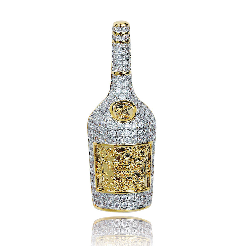 Personalized Whiskey Bottle Pendant Necklace Hip Hop Men's 18K Gold Plated New Style Charm Pendants Jewelry