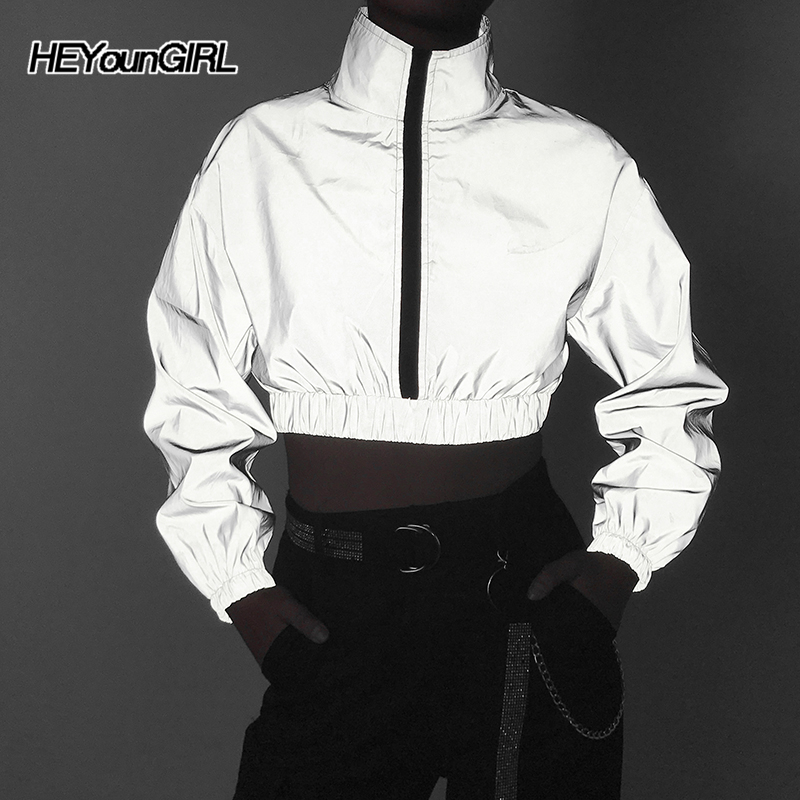 Heyoungirl Reflective Harajuku Cropped Jacket Hip Hop Casual Coats Women Long Sleeve Loose Windbreaker Korean Autumn Streetwear, Gray
Heyoungirl Reflective Harajuku Cropped Jacket Hip Hop Casual Coats Women Long Sleeve Loose Windbreaker Korean Autumn Streetwear, Gray