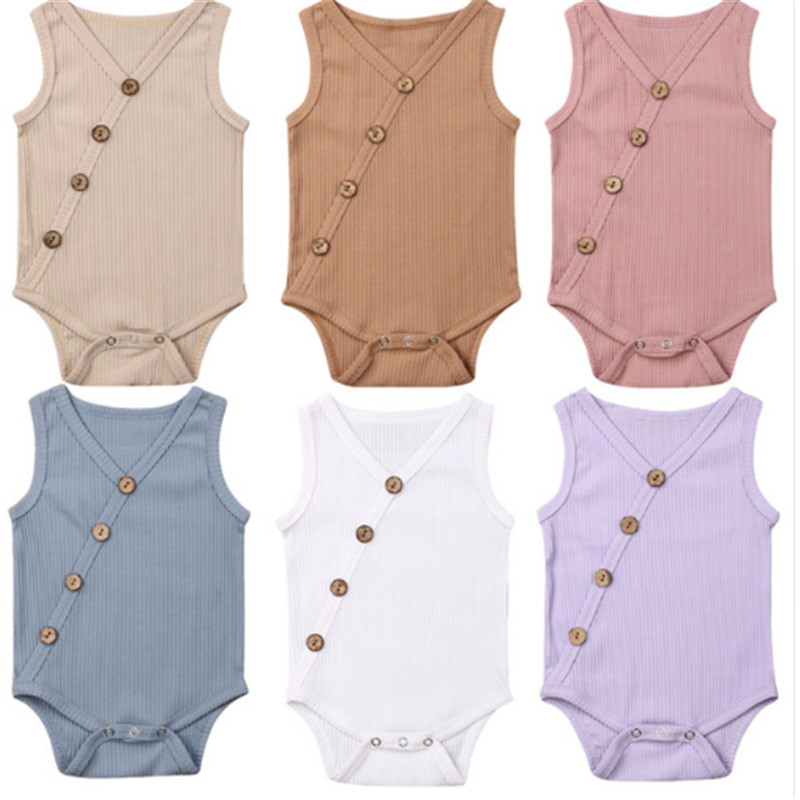 2019 Summer Newborn Toddler Boys Girls Rompers Solid Colors Jumpsuit Cotton Button V-neck Sleeveless Knitted Rompers Outfits
2019 Summer Newborn Toddler Boys Girls Rompers Solid Colors Jumpsuit Cotton Button V-neck Sleeveless Knitted Rompers Outfits
