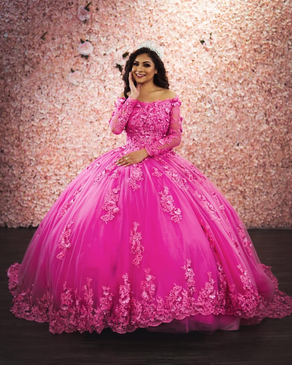 Lace Beaded Luxurious Vintage Quinceanera Prom Dresses Long Sleeves Hand Made Flowers Ball Gown Evening Party Sweet 16 Dress