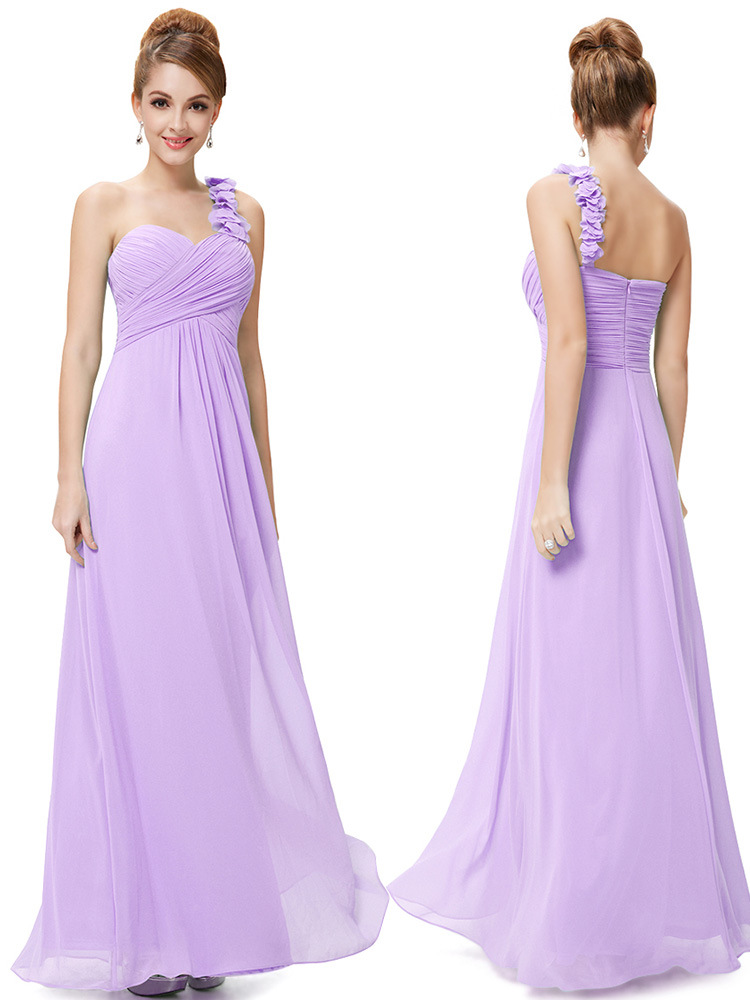 Special Occasion Dress A-line One Shoulder Handmade Flowers Royal Blue Long Evening Dresses New Arrival Bridesmaid Dresses