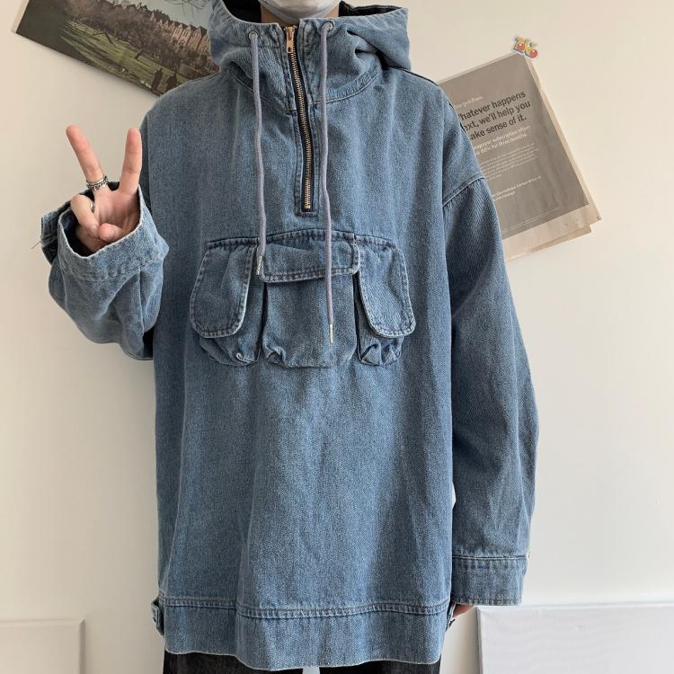 Harajuku Streetwear Women Man Oversized Front Pocket Zip Hooded Denim Sweatshirt Pullover Hoodies Windbreaker Chaqueta Plus Size, Blue
Harajuku Streetwear Women Man Oversized Front Pocket Zip Hooded Denim Sweatshirt Pullover Hoodies Windbreaker Chaqueta Plus Size, Blue