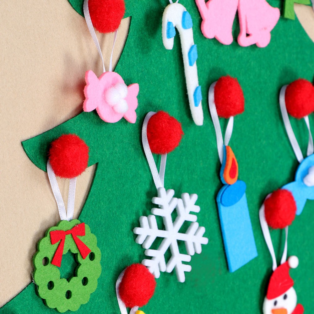 DIY Fabric Christmas Felt Advent Calendar with Pocket Tree Ornament Wall Hanging Christmas Decoration for Home New Year
