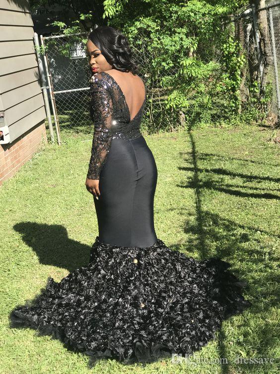 Sequined African Sparkly Mermaid Prom Dresses For Black Girls Backless Sweep Train Formal Evening Gowns Red Carpet Dress Mal 0505