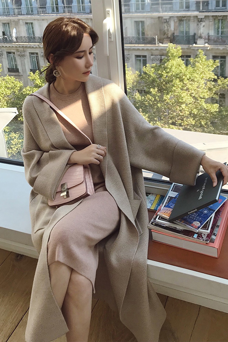 2020 Spring Winter Elegant Winter Coats Loose Knit Cardigan Woolen Sweater Oversize Soft Cardigan Knitting Coat Women T200113