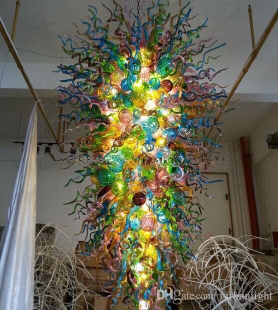 Large Luxury Modern Art Lamp Chandelier Light Colorful Blown Murano Glass LED Chandeliers for Home Decor