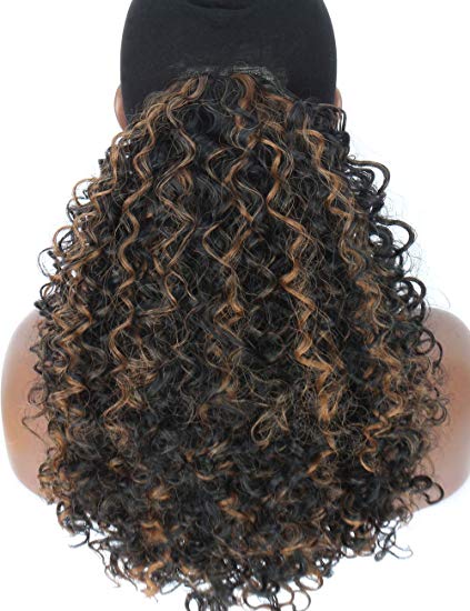100 Human Long Lightweight Brown Loose Kinky Curly Hair Extensions Drawstring Ponytail Hairpiece with Two Clips fast delivery