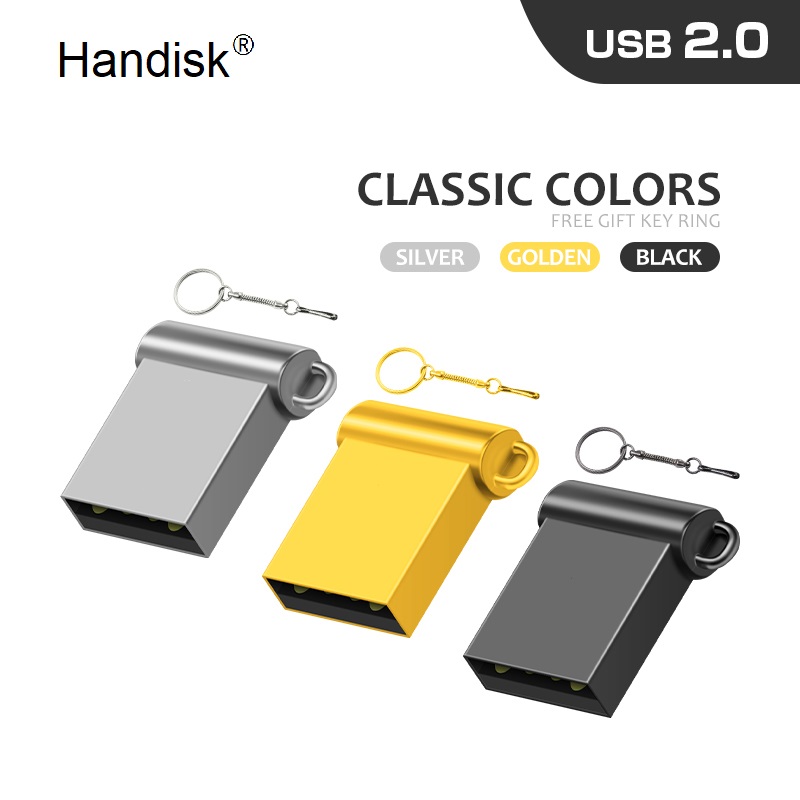 

HanDisk® Sliver Concise Mini Metallic USB Flash Drive 32gb 64gb 128gb 16gb 8gb 4gb 2gb Usb Stick 100% Real capacity Customized LOGO EU092
