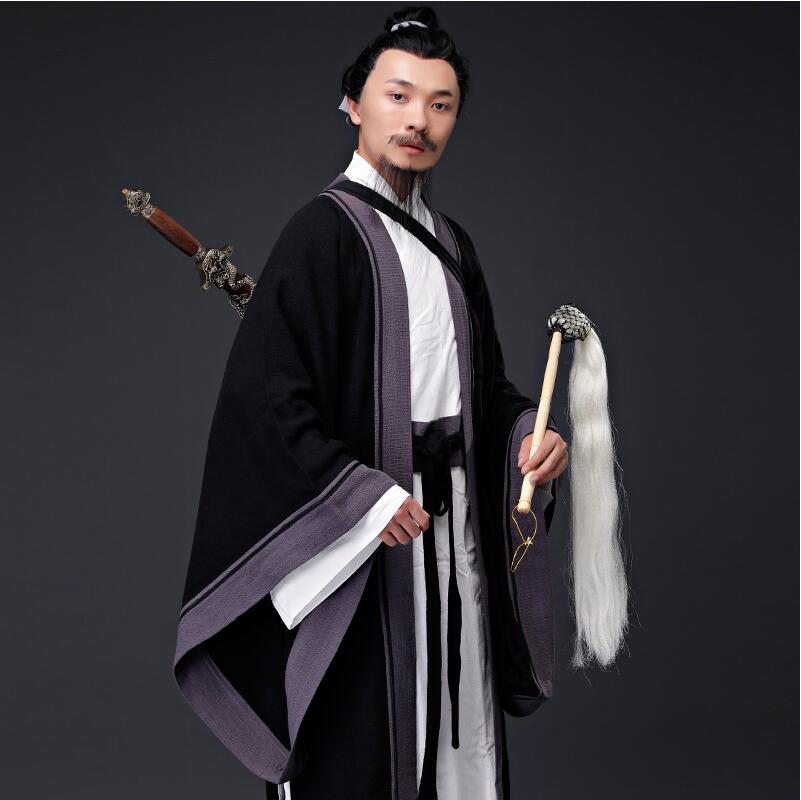Hanfu Clothes Man Cotton Linen Taoist priest Outfit Mahdao Monastery Theatre Group Performing Costume Ancient China hanfu Clothing Men