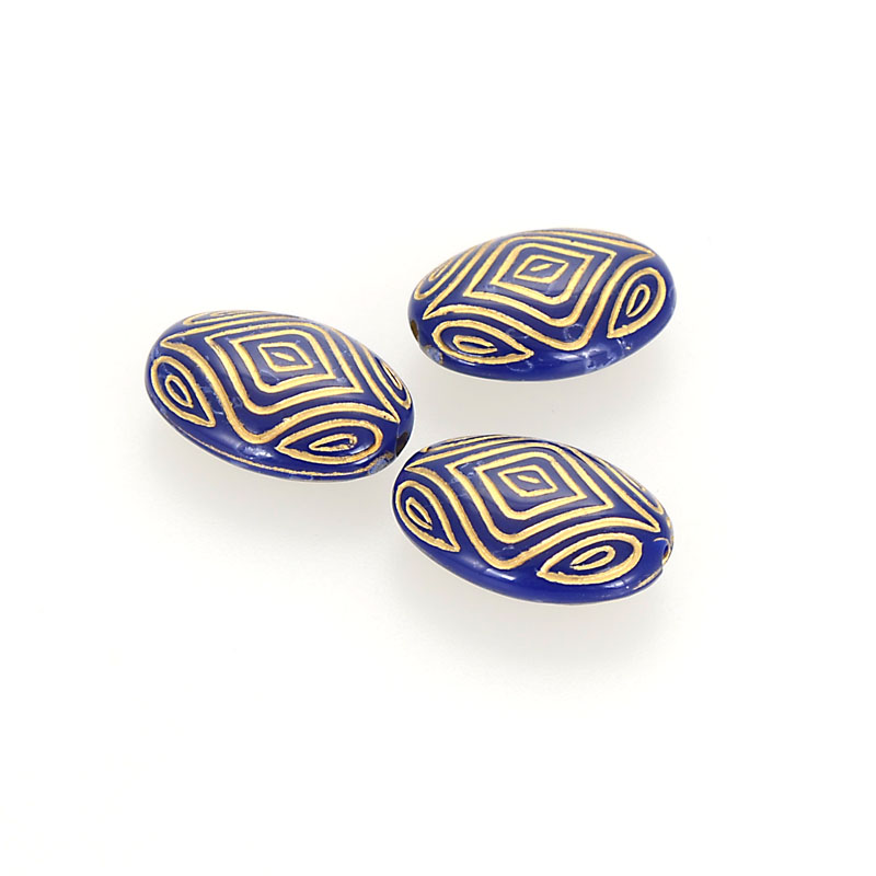 100 pcs Acrylic Flat Oval Pattern Beads With Gold Lined Antique Design Deads For Diy Jewelry Making Accessories