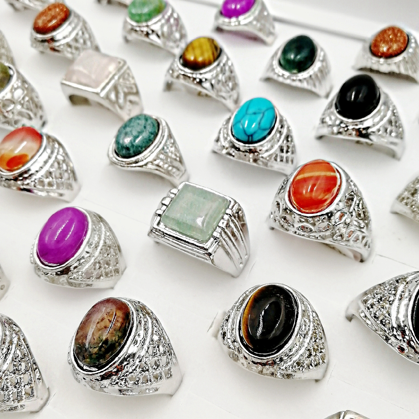 Fashion Newest 30Pieces/lot Natural GemStone band Rings Mix Style Pine Stone size 18cm-22mm fit Women's Men's Party Jewelry charm Turquoise Gifts
Fashion Newest 30Pieces/lot Natural GemStone band Rings Mix Style Pine Stone size 18cm-22mm fit Women's Men's Party Jewelry charm Turquoise Gifts