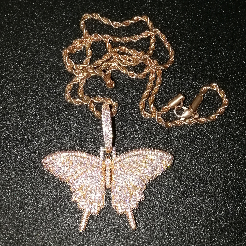 Iced Out Animal Pink butterfly Pendant Necklace With Chain Rosegold Gold Silver Cubic Zircon Men Women Hiphop Rock Jewelry
Iced Out Animal Pink butterfly Pendant Necklace With Chain Rosegold Gold Silver Cubic Zircon Men Women Hiphop Rock Jewelry