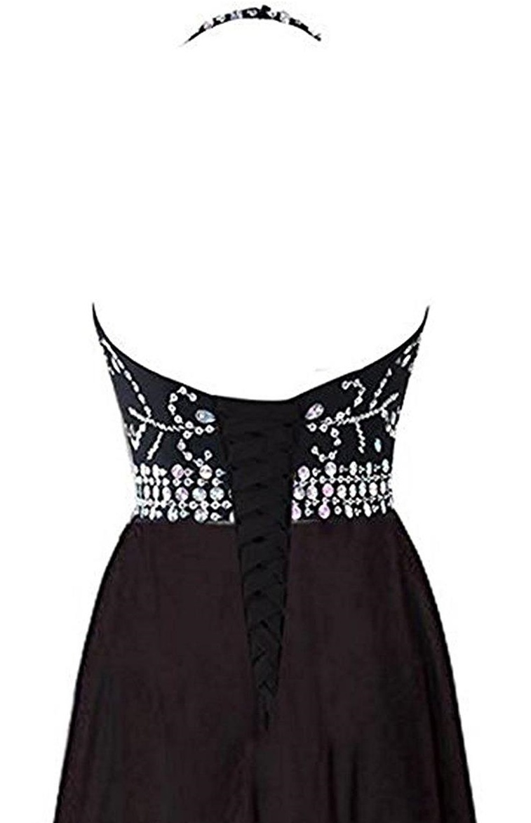 Sexy Halter Gradient Prom Dresses With Long Chiffon Plus Size Ombre Evening Party Gowns Beaded Formal Party Wear Gown Lace-up Back