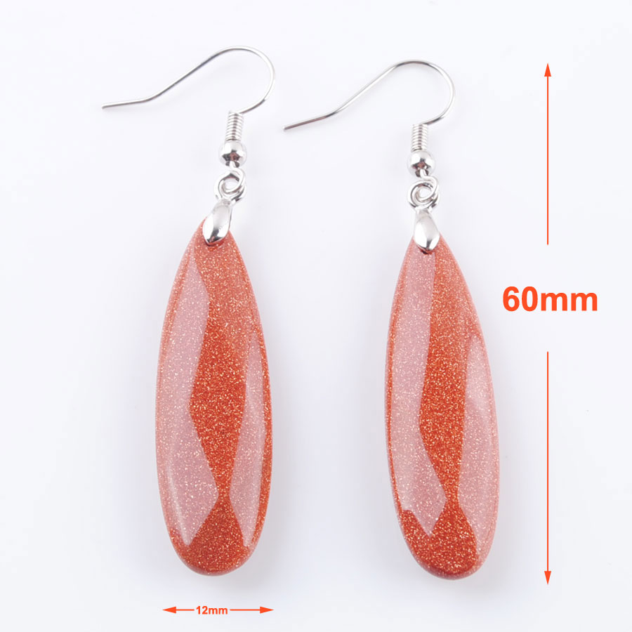 WOJIAER Natural Earrings Reiki Gem Stone Beads Dangle Hook Drop Earring Vintage Faceted Polygon for Female Jewelry DBR325