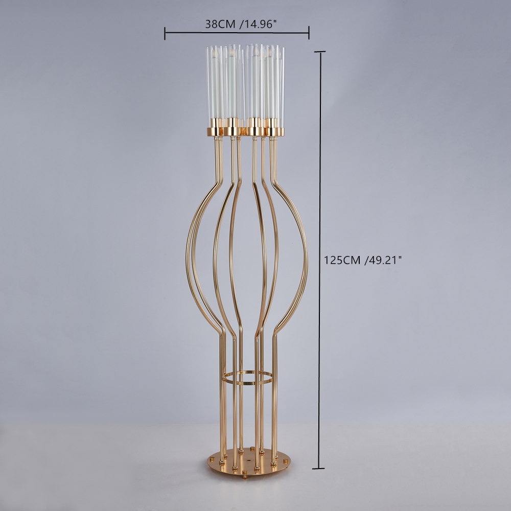 Metal Candelabra 8 Arms Candle Holders Acrylic Wedding Table Centerpieces Flowers Stand Candelabrum For Home Party Decor XJ260305