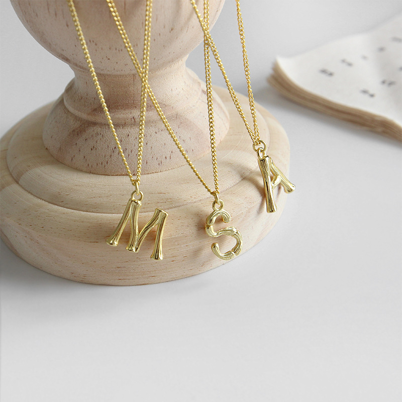 Personalized 925 sterling silver jewelry hand-made designer Initial letter A,S and M with Gold Plated necklaces pendant with chains