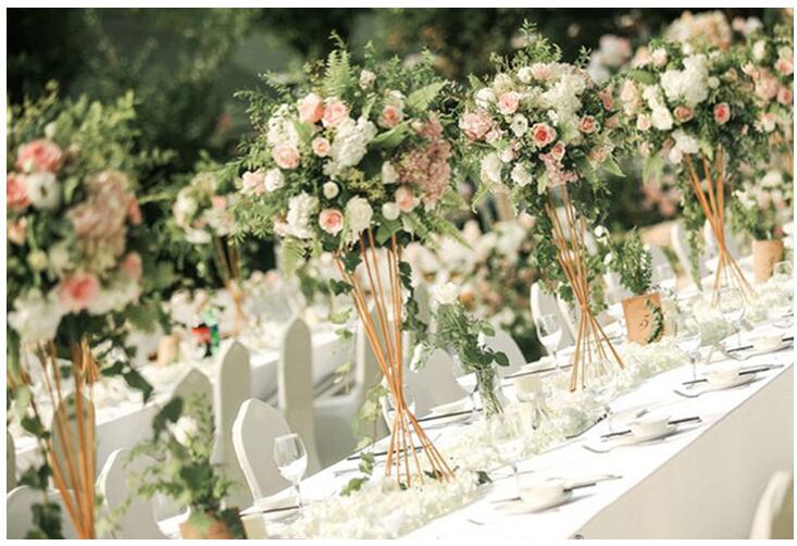 Extraordinary Wedding Trumpet Shape Gold/White Metal Flower Stand Road Lead For Wedding Party Banquet Home Decoration Usage