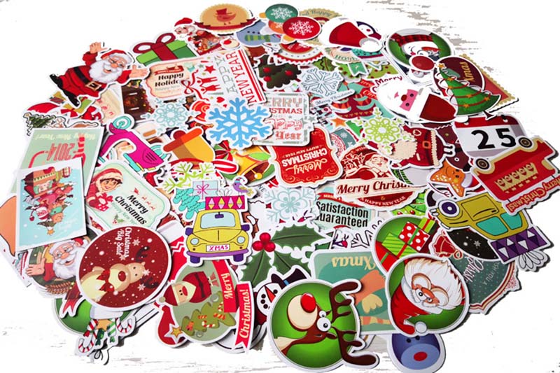 100pcs Waterproof Christmas Car Stickers and Decals for Laptop, Water Bottles, Macbook, Computer, Skateboard, Luggage Decal Graffiti Patches