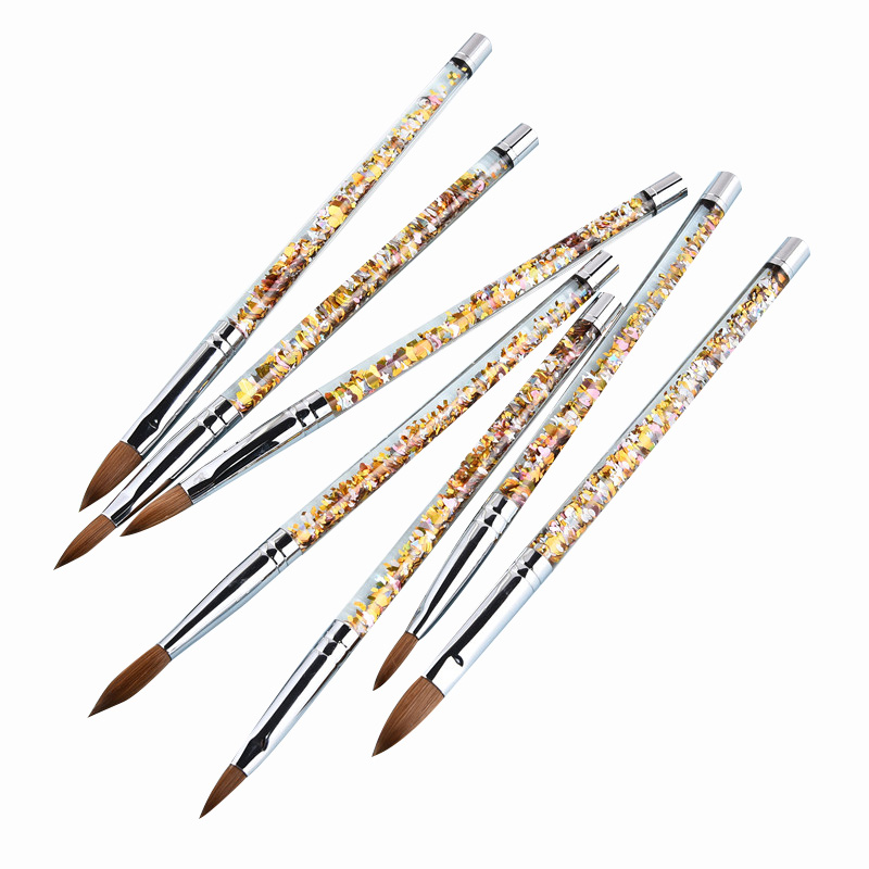 Newest Kolinsky Sable Acrylic Nail Brush with Liquid Flow Glitter Nail Art Brush for Art Tools 8# 10# 12# 14# 16#