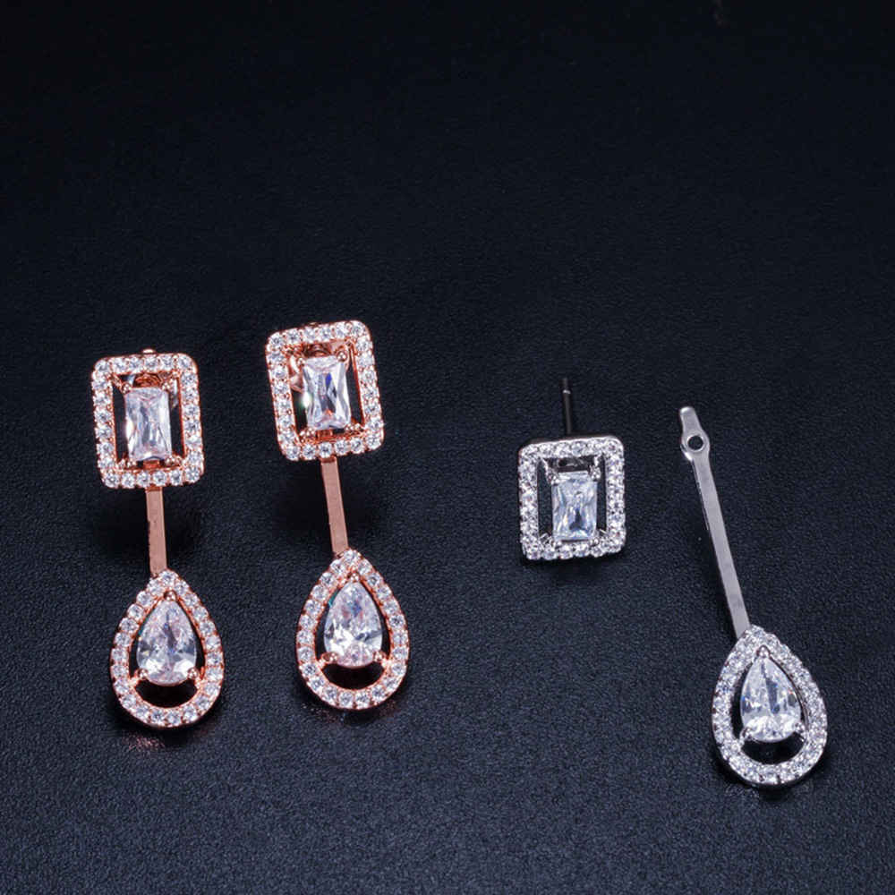 Hip Hop Waterdrop Drop Ear Clip Earrings Full White Zircon Earrings Two Style Wearing Jewelry Wholesale
