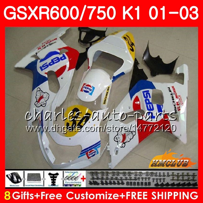8Gifts stock white hot Body For SUZUKI GSX-R750 GSXR 600 750 GSXR600 01 02 03 4HC.AA GSXR-600 K1 GSX R750 GSXR750 2001 2002 2003 Fairing kit, No. 1
8Gifts stock white hot Body For SUZUKI GSX-R750 GSXR 600 750 GSXR600 01 02 03 4HC.AA GSXR-600 K1 GSX R750 GSXR750 2001 2002 2003 Fairing kit, No. 1