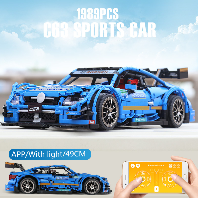 MOC-6687 Blue Sport Racing Car Set With Battery Motor Building Blocks 13073 Technic Series App Control Children Education Christmas Gifts Birthday Toy