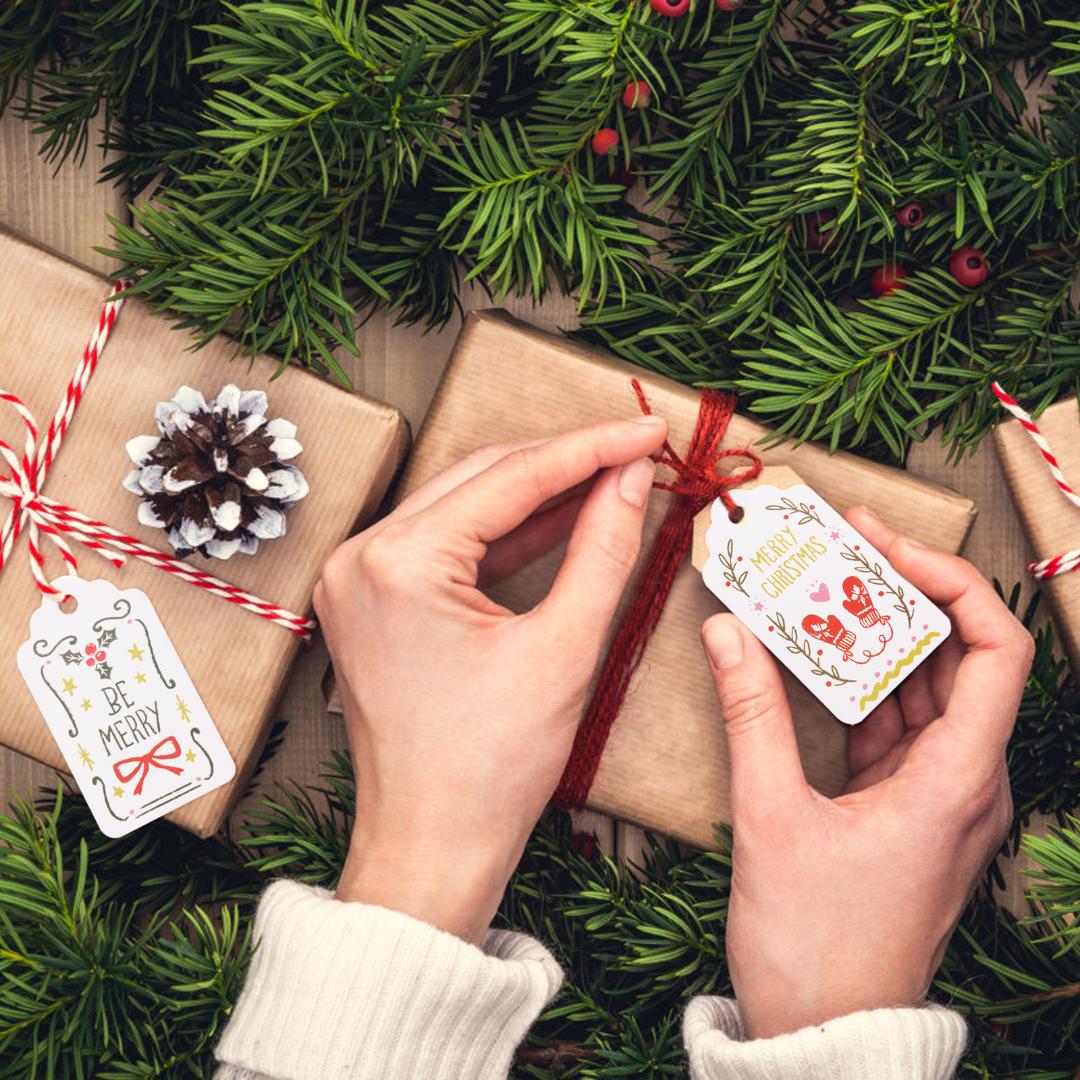 Merry Christmas DIY Unique Gift Tags JOY TO WORLD tag Small Card Optional String DIY Craft Label Party Decor