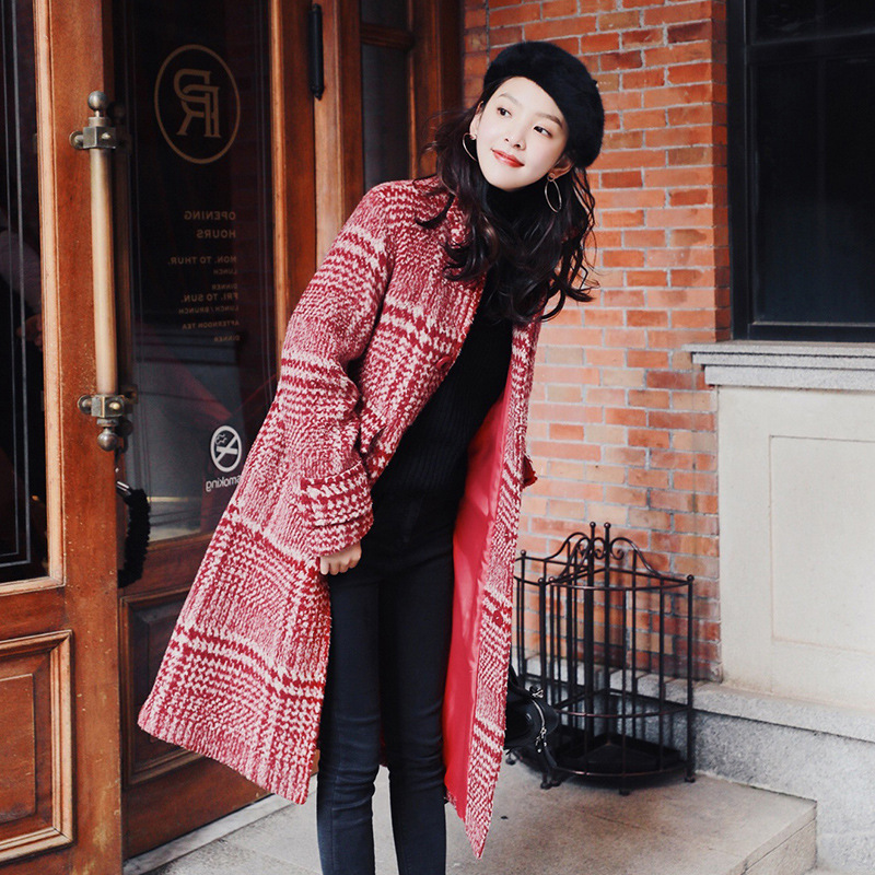 winter Women red Wool Coat Plaid Women Loose Long Single-breasted Woolen Coat Winter straight Woolen Overcoat Coats
winter Women red Wool Coat Plaid Women Loose Long Single-breasted Woolen Coat Winter straight Woolen Overcoat Coats