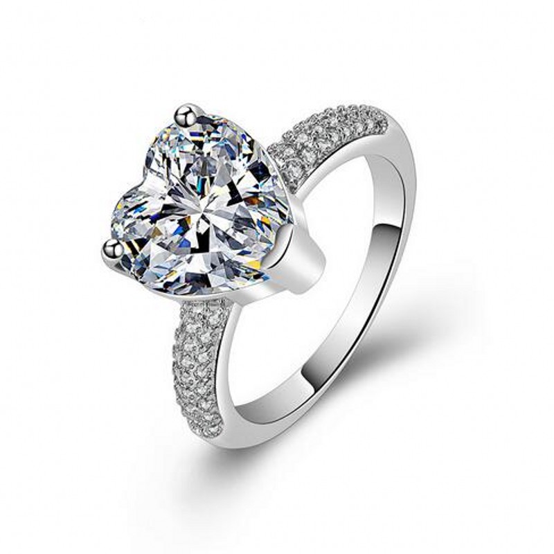 vecalon Fashion Heart Promise Ring Set Diamond 925 Sterling Silver Engagement Wedding Band Rings for women Bridal Jewelry