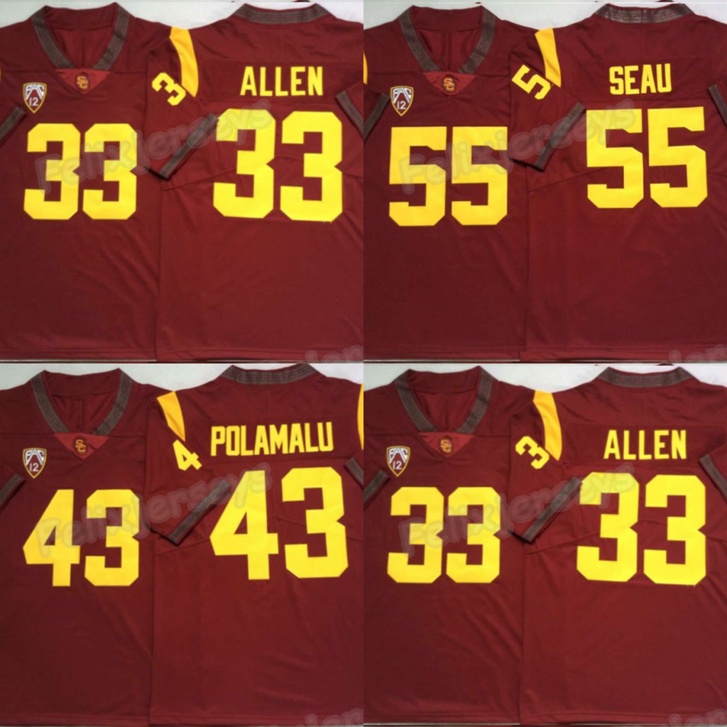 NCAA 2020 USC Trojans Red Jersey 43 Troy Polamalu 55 Junior Seau 33 Marcus Allen College Football Jerse, Black;red
NCAA 2020 USC Trojans Red Jersey 43 Troy Polamalu 55 Junior Seau 33 Marcus Allen College Football Jerse, Black;red