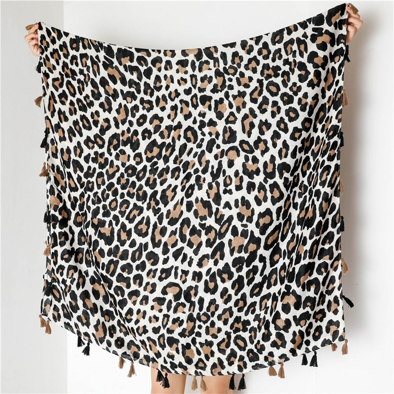 Fashion Women Leopard Print Scarf 180*90cm Leopard Stole Thin Cotton Warm Large Shawls and wraps foulard