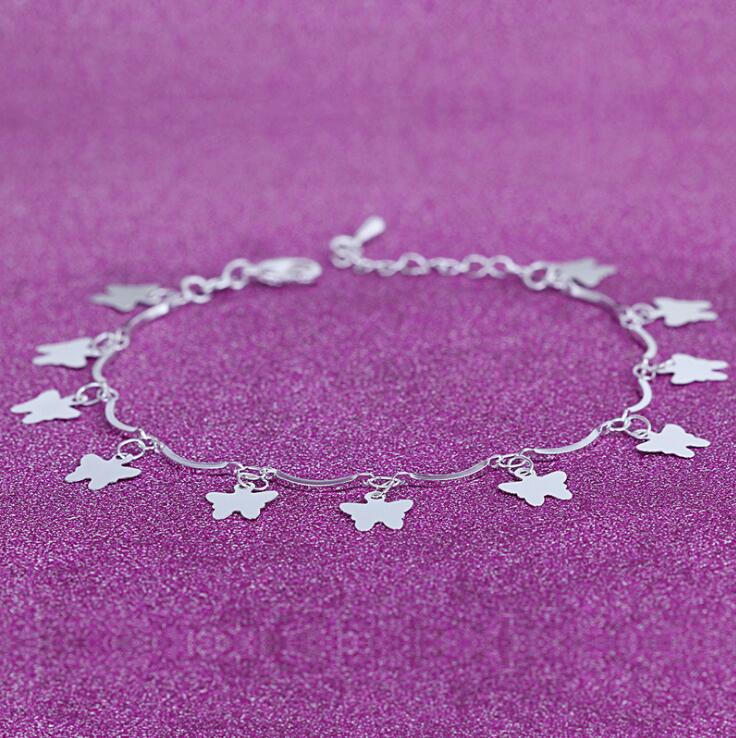 Wholesale- New Foot Jewelry Anklets Hot Sale Silver Anklet Link Chain For Women Girl Foot Bracelets Fashion Jewelry Wholesale Free Shipping