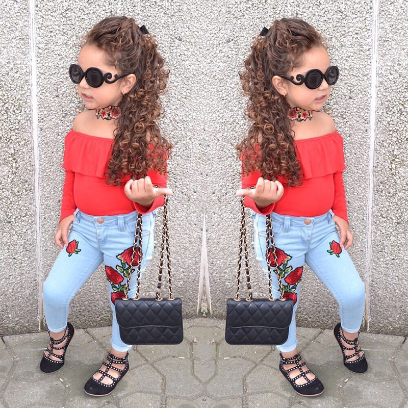Retail 2019 girls dress Summer floral Printed Princess Children's Set 2pcs Tops One Shoulder + Rose Denim Trousers kids designer clothes, 2 pcs=1 set
Retail 2019 girls dress Summer floral Printed Princess Children's Set 2pcs Tops One Shoulder + Rose Denim Trousers kids designer clothes, 2 pcs=1 set