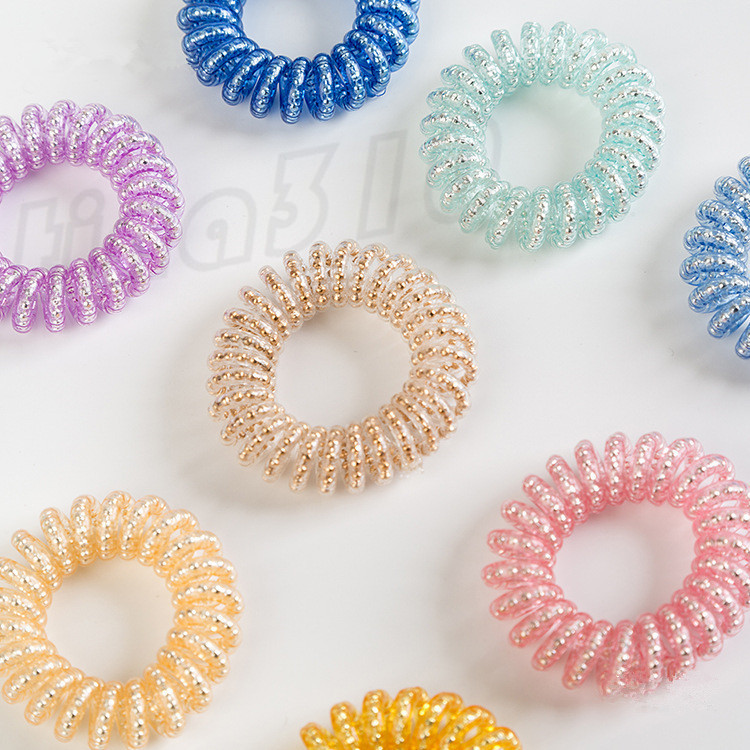 Multi colors 3.9 cm chain Telephone Wire Hair Tie fashion Jelly Hair Rope Candy Color large size Telephone Wire Haircircle T9I00269