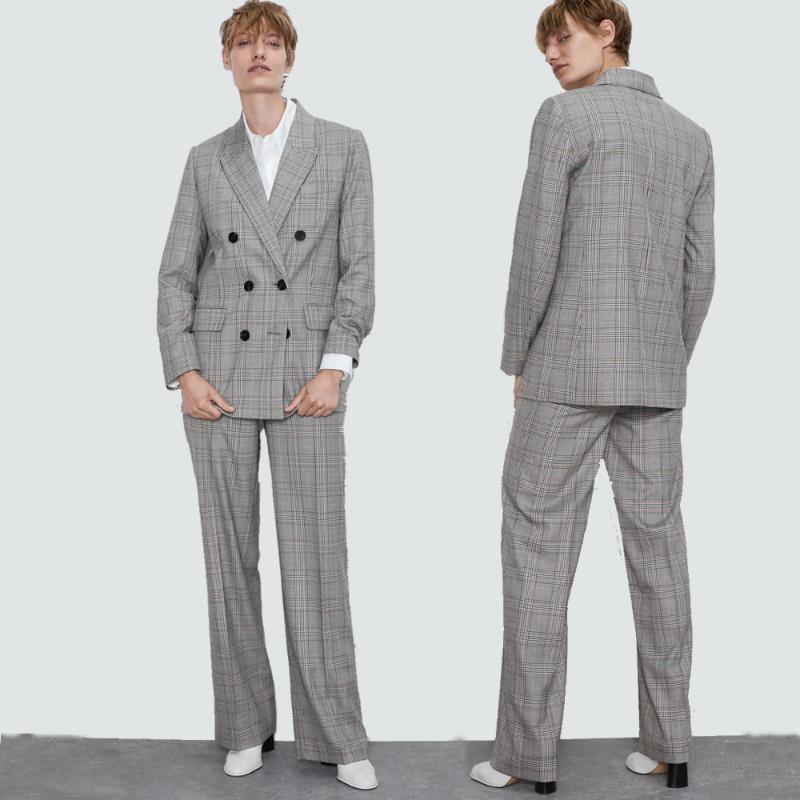 Spring New Women' Plaid Suit Suit Double-breasted Collar Long Sleeve Shirt Jacket Plaid Trousers Two-piece, Pants
Spring New Women' Plaid Suit Suit Double-breasted Collar Long Sleeve Shirt Jacket Plaid Trousers Two-piece, Pants
