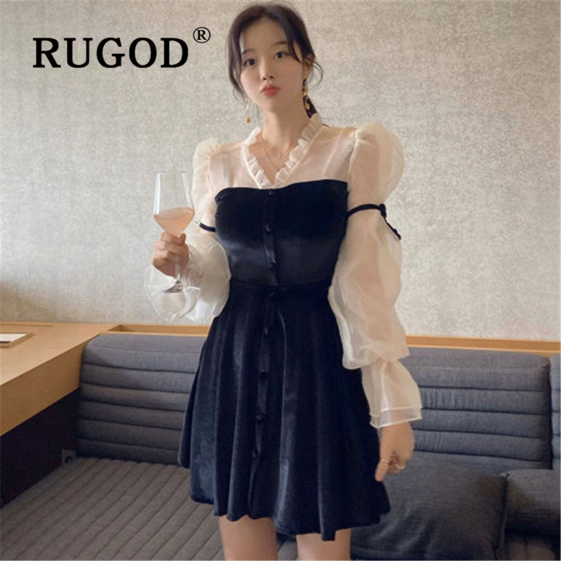 RUGOD Korean chic Velet patchwork women dress Elegant lace mesh puff sleeve mini office lady dresses vestidos 2020 spring dress, Picture
RUGOD Korean chic Velet patchwork women dress Elegant lace mesh puff sleeve mini office lady dresses vestidos 2020 spring dress, Picture