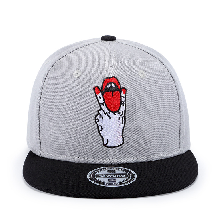 Fashion-Europe United States Cross-border Fashion Trend Cap Personality Punk Tongue Embroidery Men and Women Wild Flat Hat