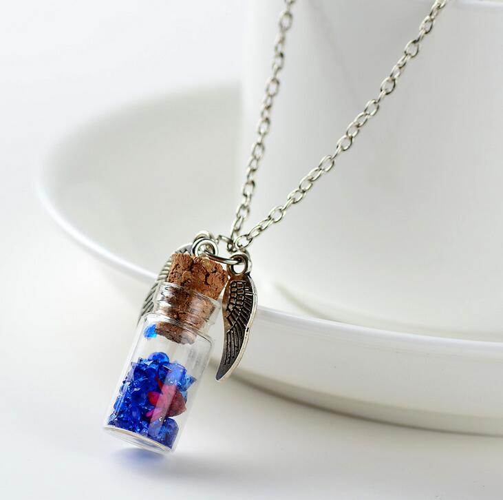 Original handmade DIY female alloy wings wishing bottle pendant jewelry wholesale DJN284 mix order Pendant Necklaces jewelry