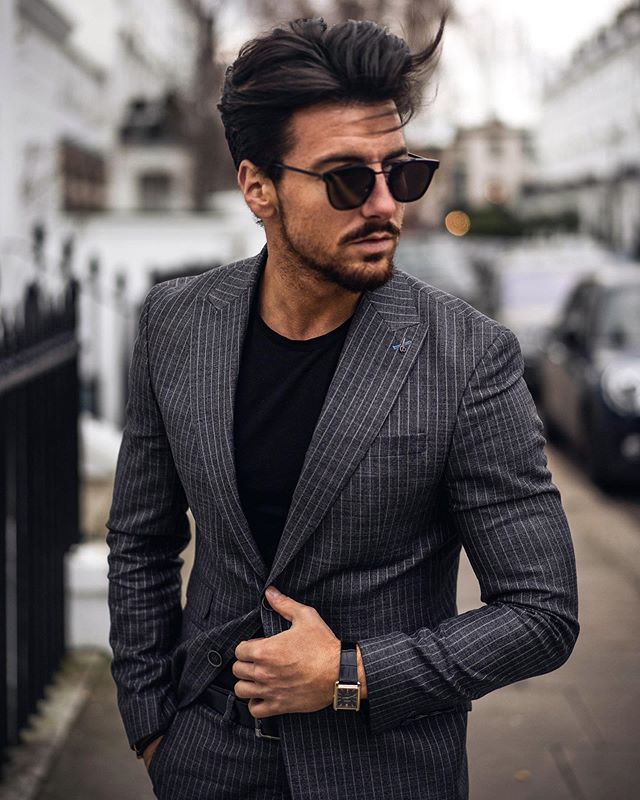 dark grey stripe mens suits two piece tweed suit herringbone notched lapel custom made groom tuxedos wedding prom dress jacket pants
