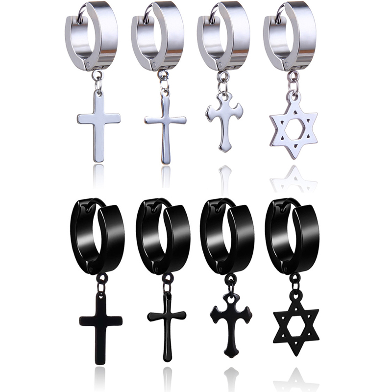 2019 Stainless Steel Cross Star Drop Earrings For Men Punk Fake Piercing Hoop Dangle Earrings Women Fashion Hypoallergenic Jewelry Gift
2019 Stainless Steel Cross Star Drop Earrings For Men Punk Fake Piercing Hoop Dangle Earrings Women Fashion Hypoallergenic Jewelry Gift