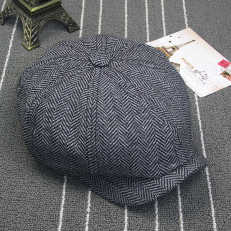 Men Octagonal Big size Berets Herringbone Gatsby Tweed Cap Newsboy Male Beret peaky blinders hat spring Women Flat Beret Hats T200104