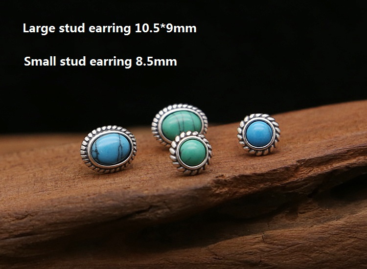 Brand new 925 sterling silver stud earrings American antique silver hand-made designer jewelry with semi-precious stones for women