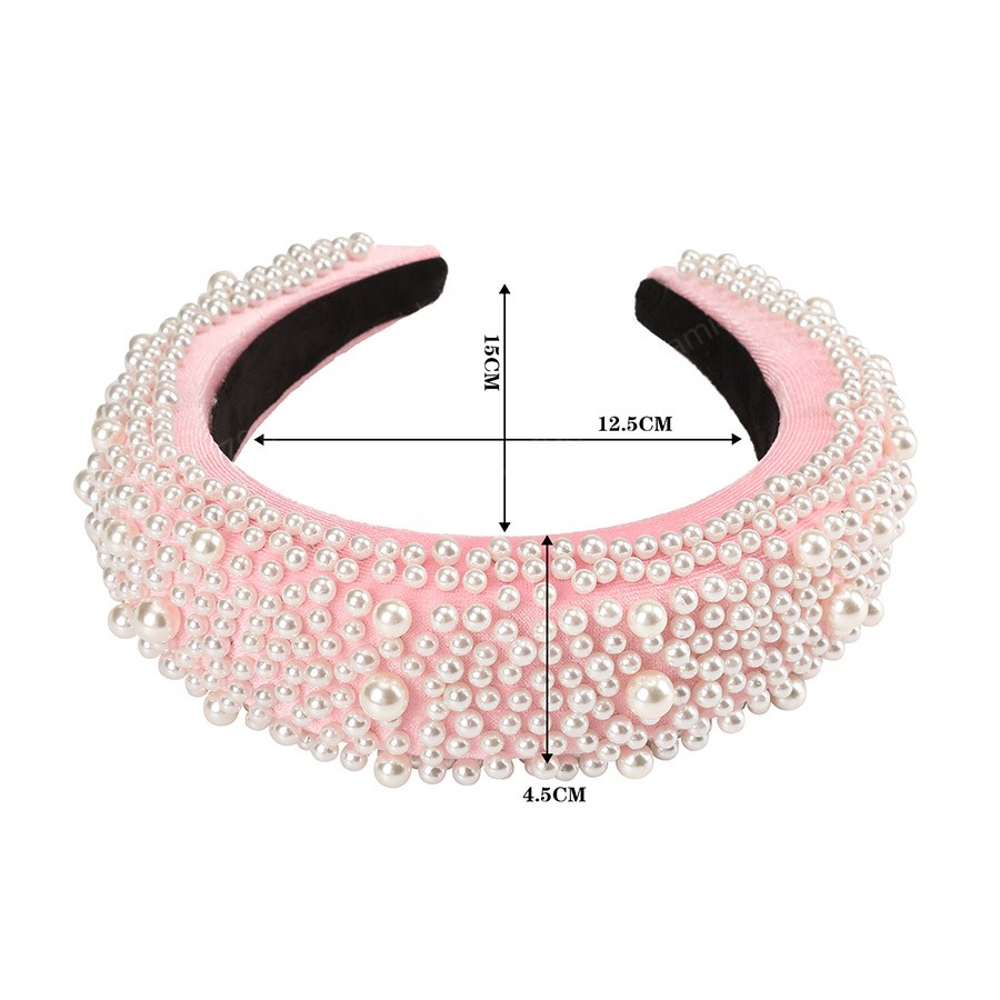 New Winter Padded Headband Hoop Fashion Rhinestone Pearl Hair Accessories for Women Sponge Headdress