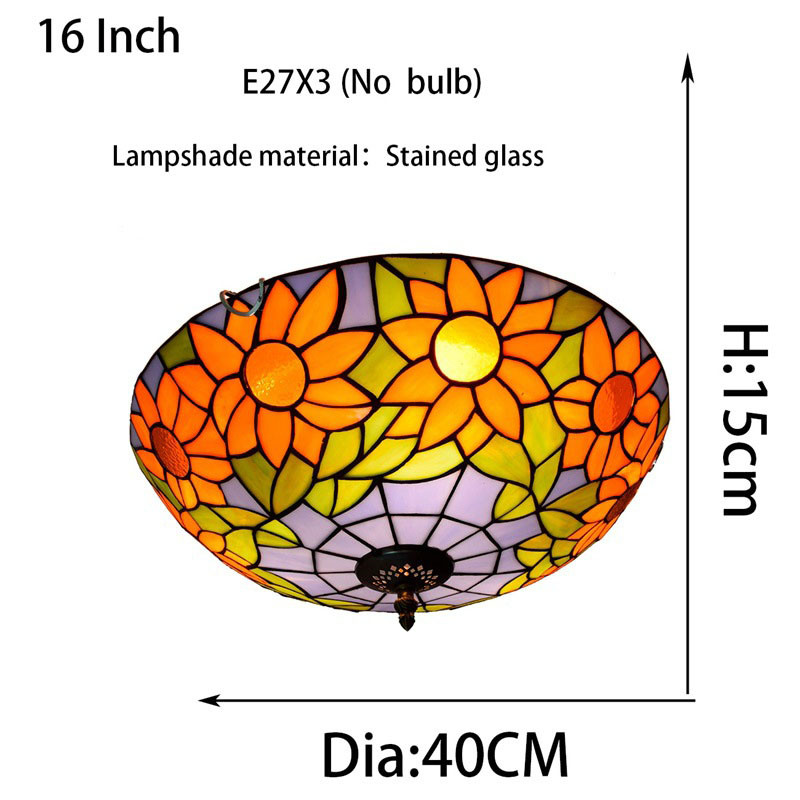 American blue sun flower retro glass lamp Tiffany stained glass aisle corridor balcony hallway bedroom ceiling lamp TF053