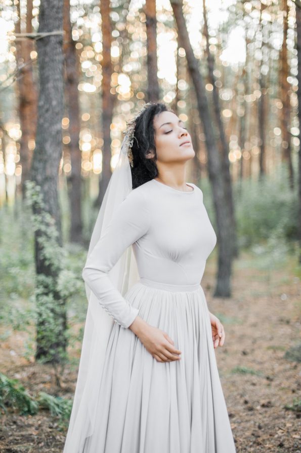 2020 Bohemian Wedding Dresses Jewel Neck Chiffon Long Sleeve Wedding Dress Boho A Line Country Robe De Mariee